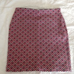 Loft Pink+ Navy Pencil Skirt